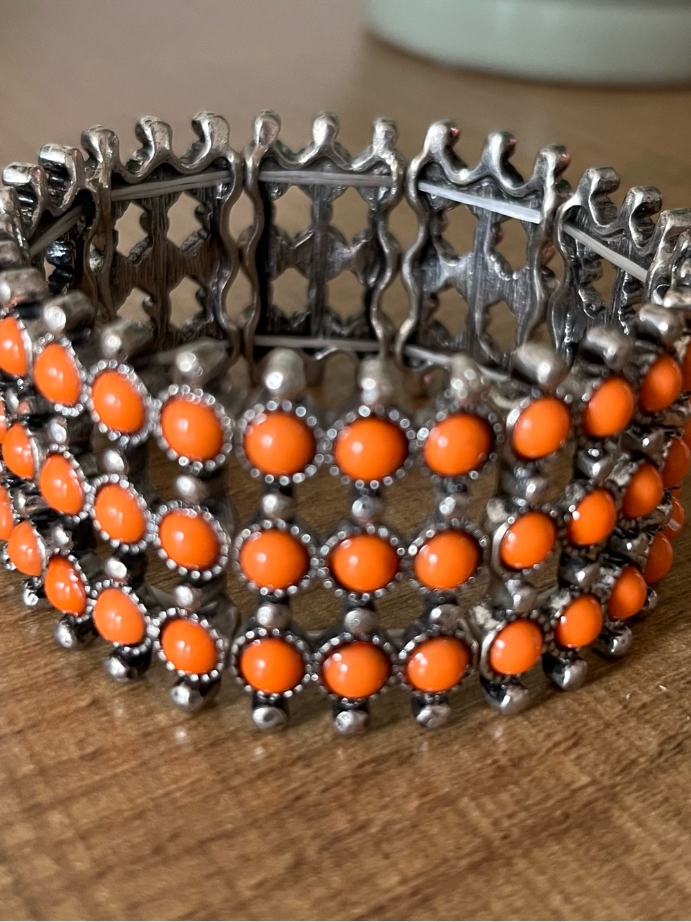 Plunder Orange Cabochon Multi-Row Stretch Bracelet